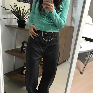 Street Style Cotton Loose Fit Wide Denim Pants