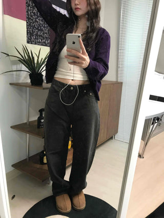 Street Style Cotton Loose Fit Wide Denim Pants