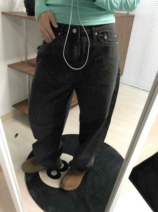 Street Style Cotton Loose Fit Wide Denim Pants
