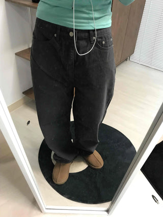 Street Style Cotton Loose Fit Wide Denim Pants