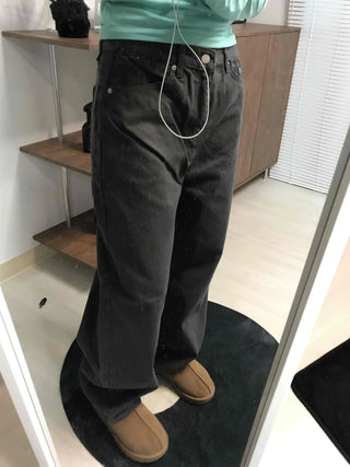 Street Style Cotton Loose Fit Wide Denim Pants