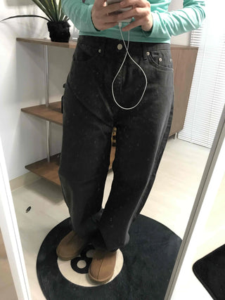 Street Style Cotton Loose Fit Wide Denim Pants
