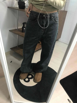 High-Waisted Loose Fit Vintage Washed Denim Pants