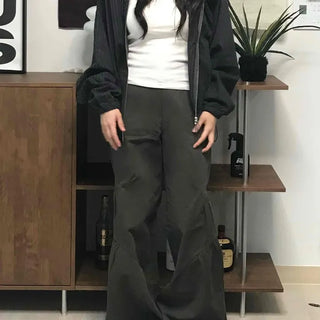 Military Cargo Shirred Cut Long Pants