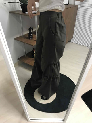 Military Cargo Shirred Cut Long Pants