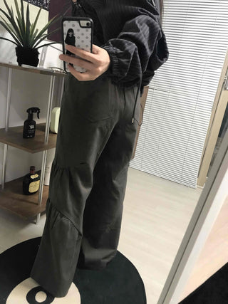 Military Cargo Shirred Cut Long Pants
