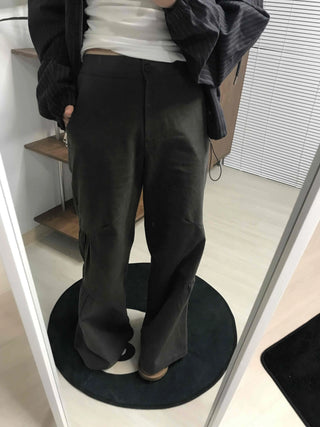 Military Cargo Shirred Cut Long Pants