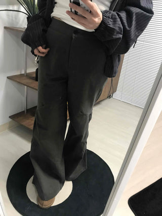 Military Cargo Shirred Cut Long Pants
