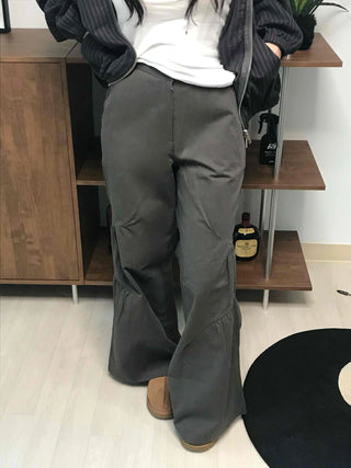 Military Cargo Shirred Cut Long Pants