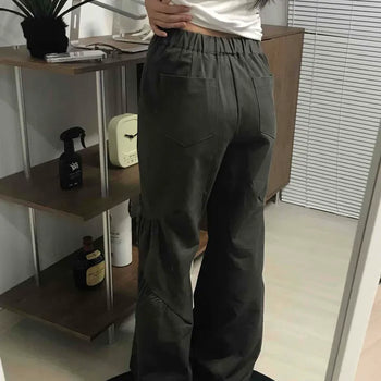 Military Cargo Shirred Cut Long Pants