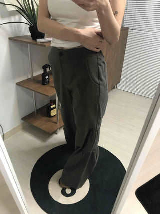 Military Cargo Shirred Cut Long Pants