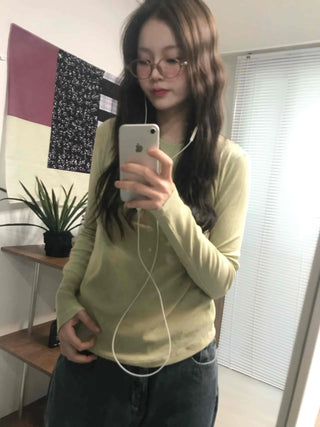 Soft Daily Slim Fit Round Neck Long Sleeve T-shirt