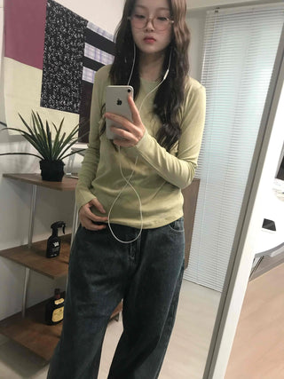Soft Daily Slim Fit Round Neck Long Sleeve T-shirt