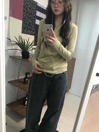 Soft Daily Slim Fit Round Neck Long Sleeve T-shirt