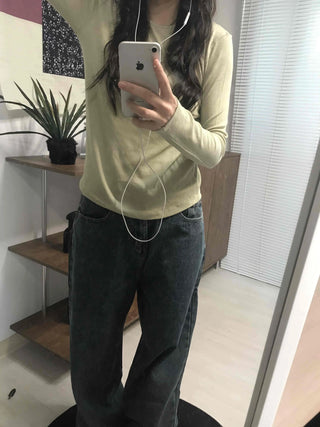 Soft Daily Slim Fit Round Neck Long Sleeve T-shirt