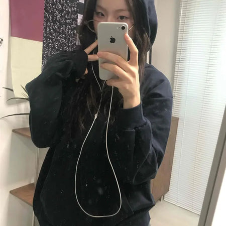 Daily Basic Oversized Zip-Up Hoodie