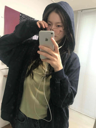 Daily Basic Oversized Zip-Up Hoodie