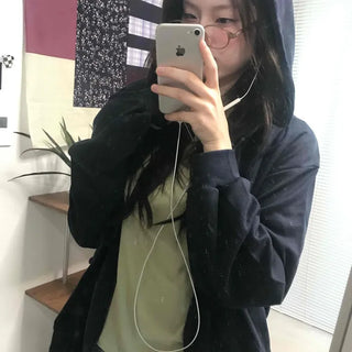 Daily Basic Oversized Zip-Up Hoodie