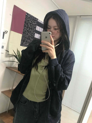 Daily Basic Oversized Zip-Up Hoodie