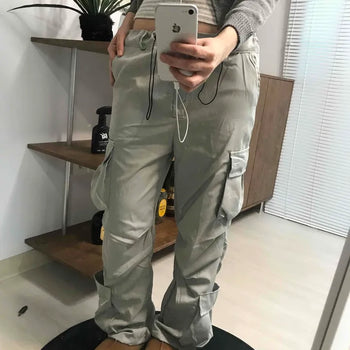 Elastic Waist Cotton Velcro Utility Cargo Pants