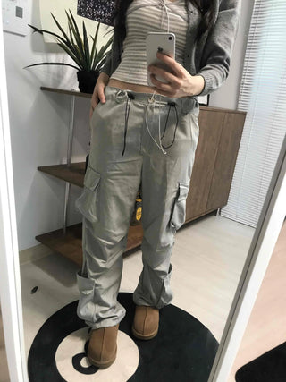 Elastic Waist Cotton Velcro Utility Cargo Pants