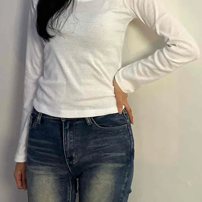 Daily Slim Fit Cotton Round Neck Long Sleeve T-shirt