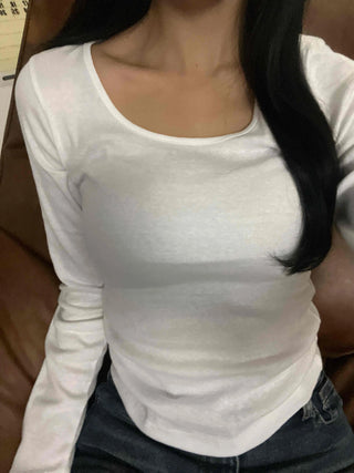 Daily Slim Fit Cotton Round Neck Long Sleeve T-shirt