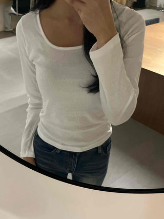 Daily Slim Fit Cotton Round Neck Long Sleeve T-shirt