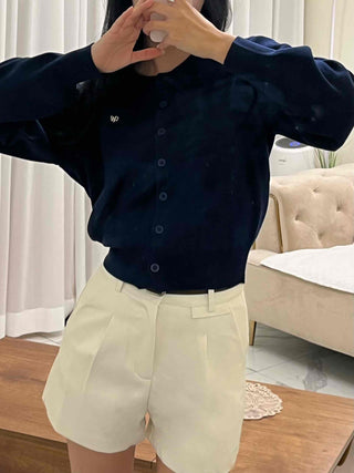 High-waisted Belted Pintuck Shorts