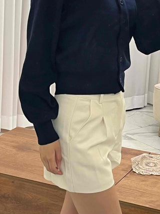 High-waisted Belted Pintuck Shorts