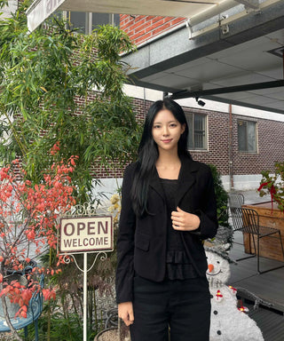 Office Semi-Crop Double-Button Tailored Jacket