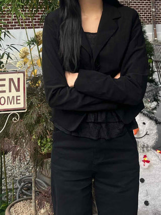 Office Semi-Crop Double-Button Tailored Jacket
