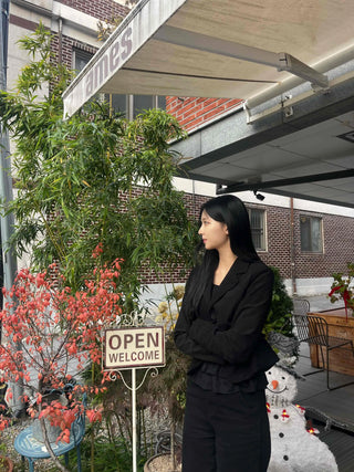 Office Semi-Crop Double-Button Tailored Jacket