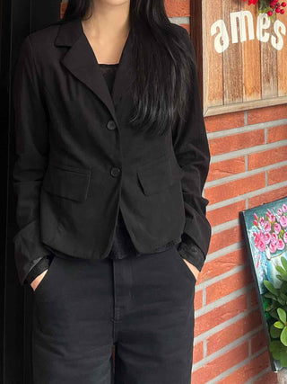 Office Semi-Crop Double-Button Tailored Jacket