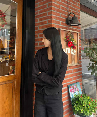 Office Semi-Crop Double-Button Tailored Jacket