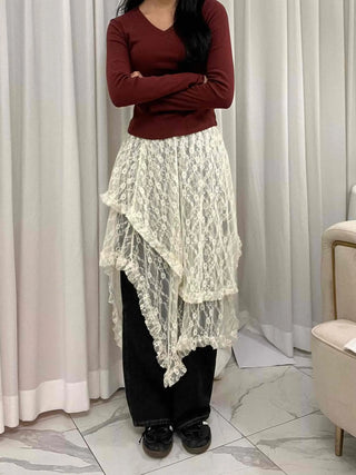 Soft Tension V-Neck Cotton Semi-Crop Long Sleeve T-Shirt