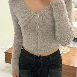 Fluffy Baby Fit Sleeve Crop Cardigan