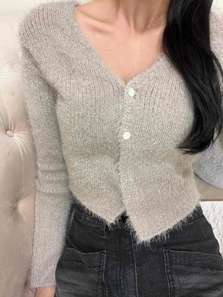 Fluffy Baby Fit Sleeve Crop Cardigan