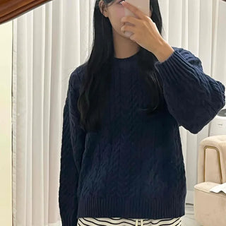 Vintage Fisherman Balloon Sleeve Wool Blend Knit