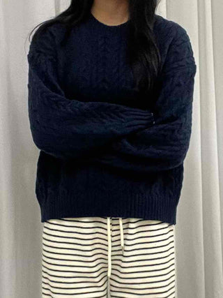 Vintage Fisherman Balloon Sleeve Wool Blend Knit
