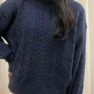 Vintage Fisherman Balloon Sleeve Wool Blend Knit