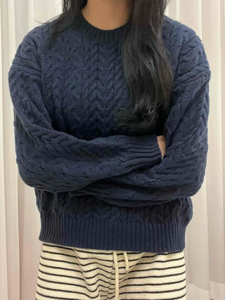 Vintage Fisherman Balloon Sleeve Wool Blend Knit