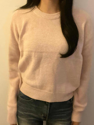 Soft Pastel Balloon Sleeve Round Neck Knit