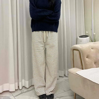 Striped Drawstring Wide Training Pants