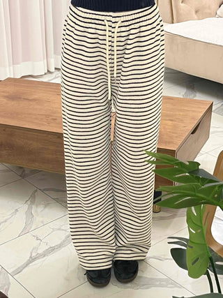 Striped Drawstring Wide Training Pants