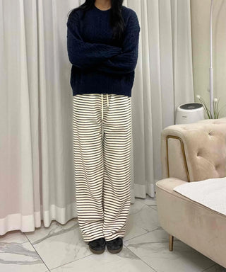 Striped Drawstring Wide Training Pants