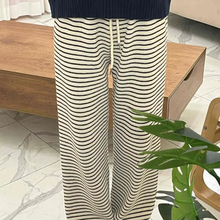 Striped Drawstring Wide Training Pants