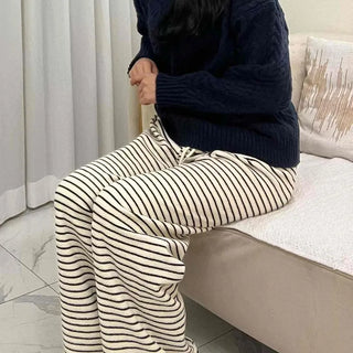 Striped Drawstring Wide Training Pants
