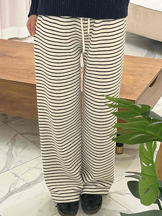 Striped Drawstring Wide Training Pants