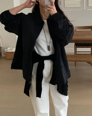 Vika String Collar Wind Blouson